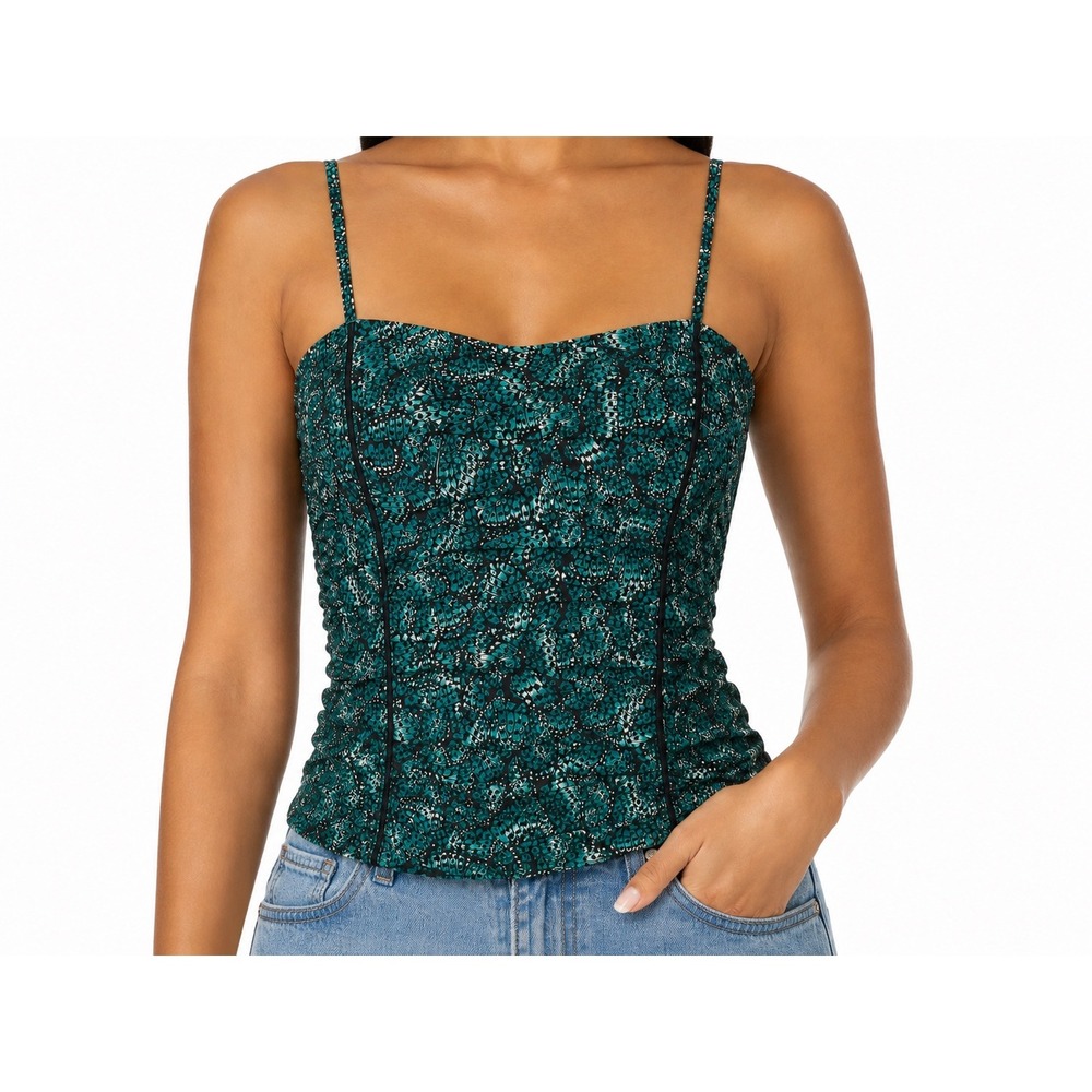 White House Black Market Teal Butterfly Wing Corset Cami Top Size 8